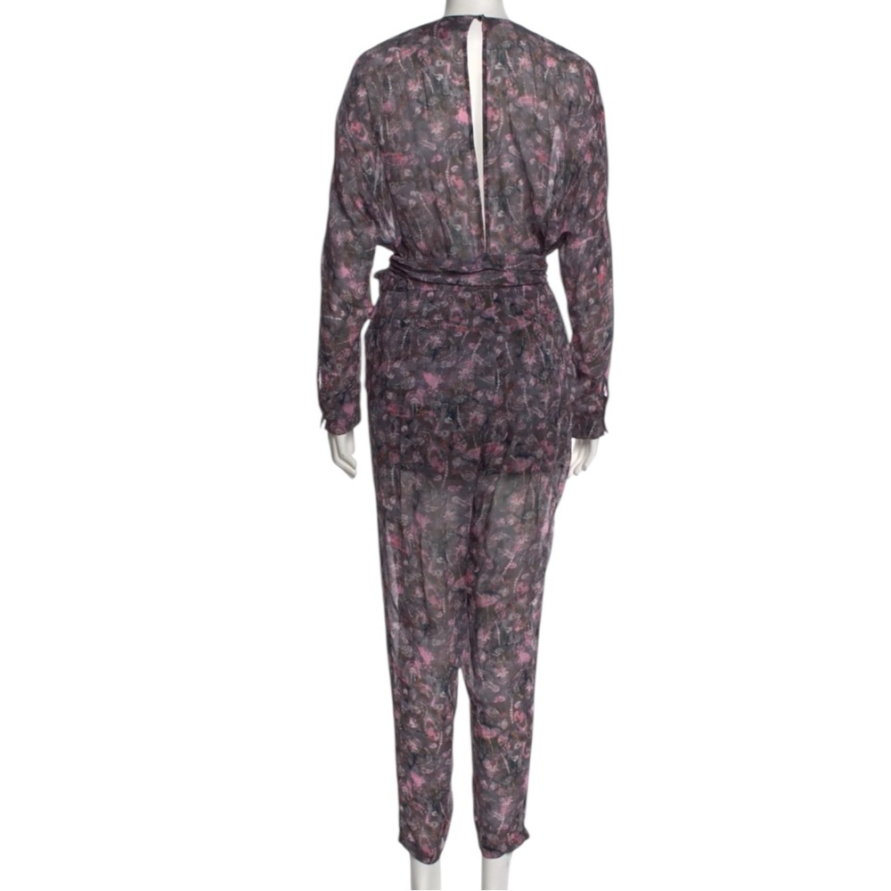 IRO Floral Plunge Neckline Long Sleeve Jumpsuit in Grey Size 4 — STUNNING!!! - Picture 4 of 9